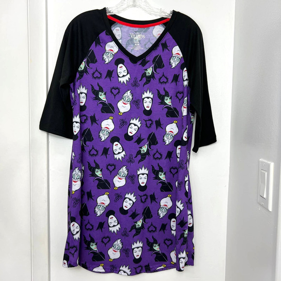 Disney Villains quarter sleeve sleep shirt size M - Picture 1 of 3